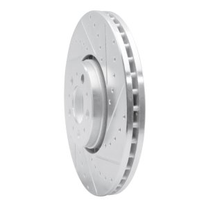 Volvo XC90 Brake Rotor (1) - Front Right - R1 Concepts - Drilled & Slotted - Silver - `03-`14